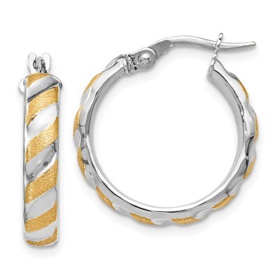 Leslie&#39;s Yellow Polished Textured Hoops Earrings 14K White Gold HB-LE854, MPN: LE854, 191101470431