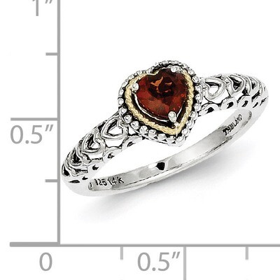 Garnet Ring Sterling Silver &amp; 14k Gold QTC663, MPN: QTC663, 883957367699