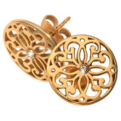 Nikki Lissoni Baroque Fantasy Stud Earrings Gold-Plated 15mm EA2001GS, MPN: EA2001GS, 8719075300633