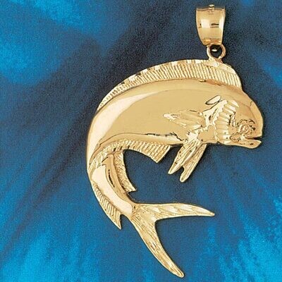 Dazzlers Jewelry Mahi Mahi Fish Pendant Necklace Charm Bracelet in Yellow, White or Rose Gold 560, …