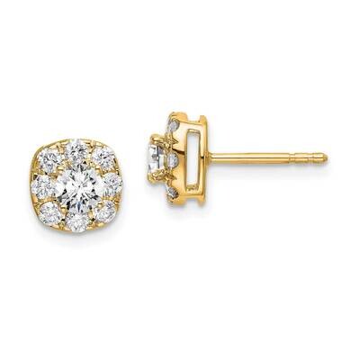 Si1/Si2, G H I, Cushion Halo Earrings 14k Gold Lab Grown Diamond EM6636-100-YLG, MPN: EM6636-100-YL…