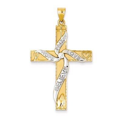 Latin Cross Pendant 14K Gold &amp; Rhodium K3677, MPN: K3677, 637218169894