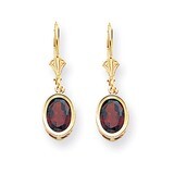 8x6mm Oval Garnet Leverback Earrings 14k Gold XLB107GA, MPN: XLB107GA, 883957119144