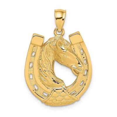 Polished Engraved Horse Head In Shoe Charm 14k Gold 2-D K6506, MPN: K6506, 637218001279