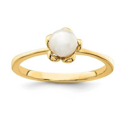 4-5mm White Button Freshwater Cultured Pearl Flower Ring 14k Gold SE2881 by Madi K, MPN: SE2881, 19…