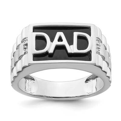 Satin Onyx Diamond Dad Mens Ring 14k White Gold Polished RM8441-OX-001-WA, MPN: RM8441-OX-001-WA,