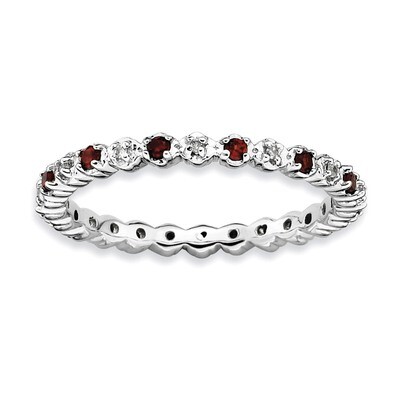 Garnet &amp; Diamond Ring - Sterling Silver QSK532, MPN: QSK532, 886774009421