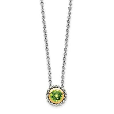 Peridot Slide Sterling Silver with 14k Gold Accent QTC1658, MPN: QTC1658, 883957341187