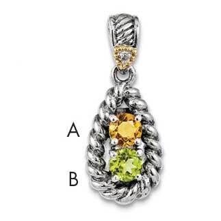 Diamond Mother&#39;s Pendant Sterling Silver &amp; 14k Two-stone Gold QMPD25/2SY, MPN: QMPD25/2SY,