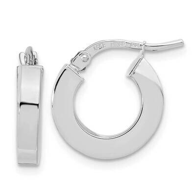 3mm Square Tube Hoop Earrings 14k White Gold Polished TF1965W, MPN: TF1965W, 191101785870