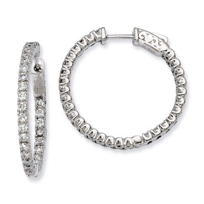 In and Out Diamond Hinged Hoop Earrings Sterling Silver Rhodium-plated QE7950, MPN: QE7950, 8867742…