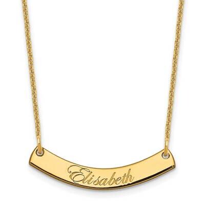 Polished Curved Edwardian Script Bar Necklace 14k Gold Small XNA1217Y, MPN: XNA1217Y,