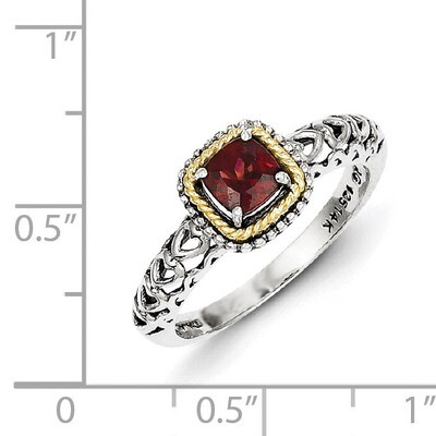 Garnet Ring Sterling Silver &amp; 14k Gold QTC670, MPN: QTC670, 883957441153