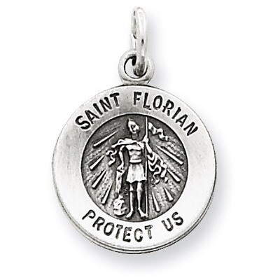 Saint Florian Medal Antiqued Sterling Silver QC5720, MPN: QC5720, 191101183836