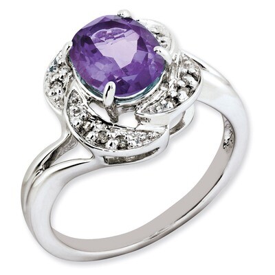 Amethyst &amp; Diamond Ring Sterling Silver QR2891AM, MPN: QR2891AM, 886774673677