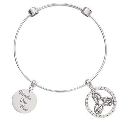 Nikki Lissoni Charm Bangle Silver-Plated with Two Fixed Charms Inner Strength Made For You with Pas…