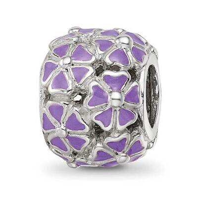 Purple Enamel Floral Bead Sterling Silver QRS4234, MPN: QRS4234,