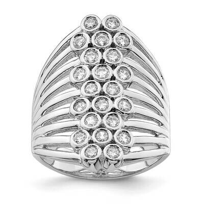 Multi-row Bezel CZ Diamond Ring Sterling Silver Rhodium-plated QR6981, MPN: QR6981,