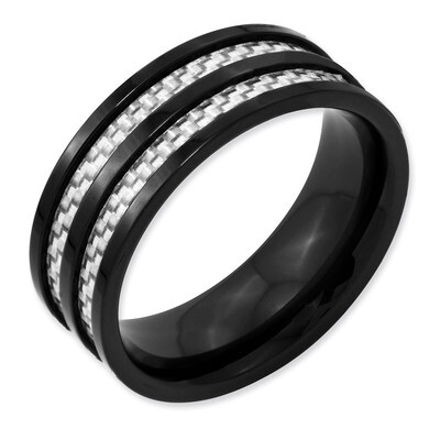 8mm Black IP-plated Grey Carbon Fiber Polished Band - Stainless Steel SR124 by Chisel, MPN: SR124, …
