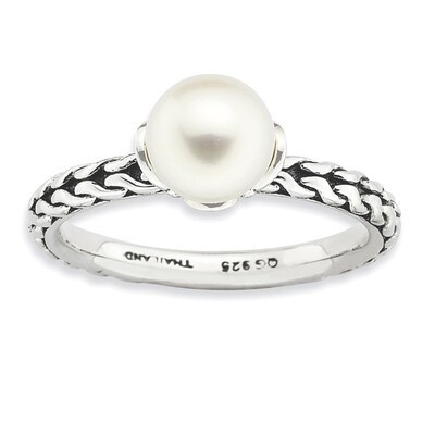 7.0-7.5mm White Fresh Water Cultured Pearl Ring - Sterling Silver QSK826, MPN: QSK826, 886774181318