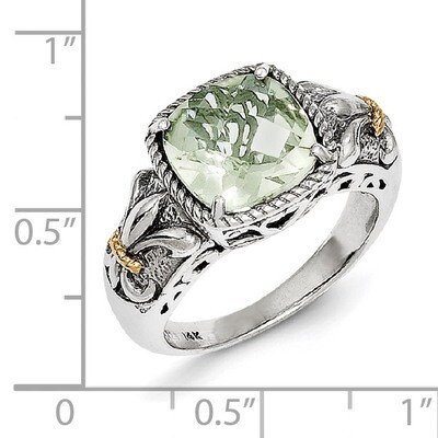 Green Quartz Ring Sterling Silver &amp; 14k Gold QTC908, MPN: QTC908, 883957409597