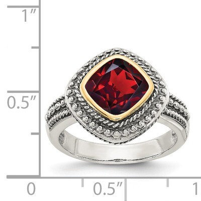 Garnet Ring Sterling Silver &amp; 14k Gold QTC674, MPN: QTC674, 883957409085