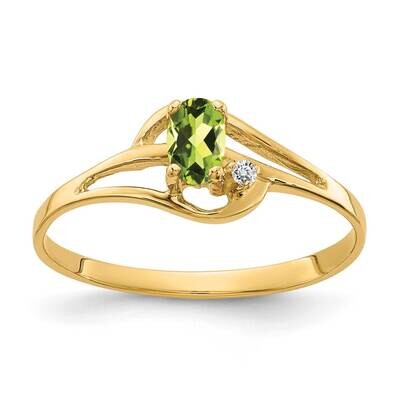 5x3mm Oval Peridot AAA Diamond Ring 14k Gold X9712PE/AAA, MPN: X9712PE/AAA, 883957630427