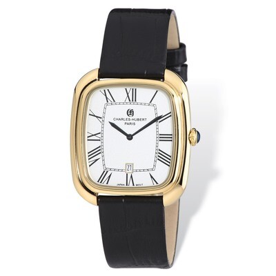 Charles Hubert IP-plated Square Face Leather Band Watch Men&#39;s XWA4844, MPN: XWA4844, 848870007077