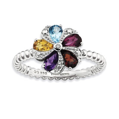 Gemstone &amp; Diamond Ring - Sterling Silver QSK791, MPN: QSK791, 886774179698