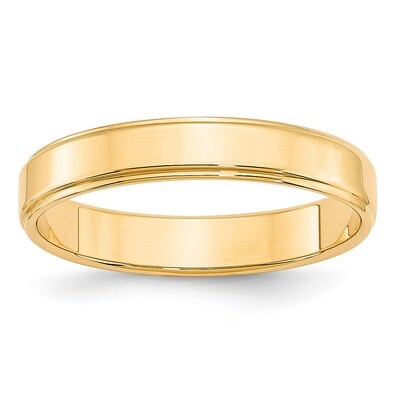 4mm Flat with Step Edge Band 14k Yellow Gold FLE040 Engravable, MPN: FLE040, 886774480244