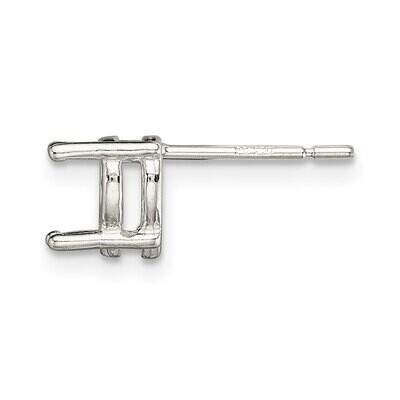 Heart 4-Prong 4.0mm Earring Setting Sterling Silver SS3018, MPN: SS3018,