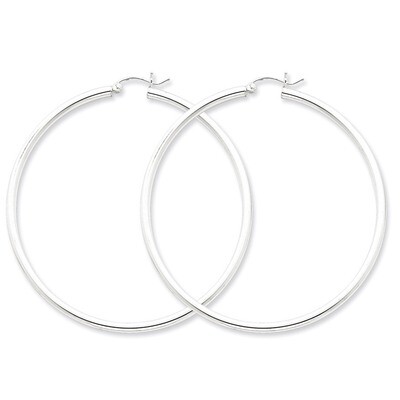 2.5mm Round Hoop Earrings Sterling Silver Rhodium-plated QE4392, MPN: QE4392, 883957930121