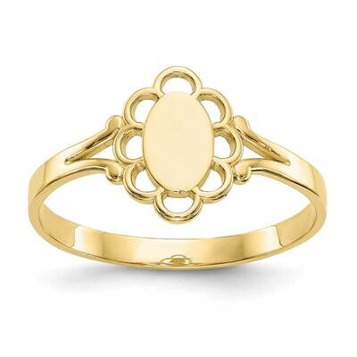 Filigree Oval Polished Center Child&#39;s Signet Ring 10k Gold 10R519, MPN: 10R519, 191101714801