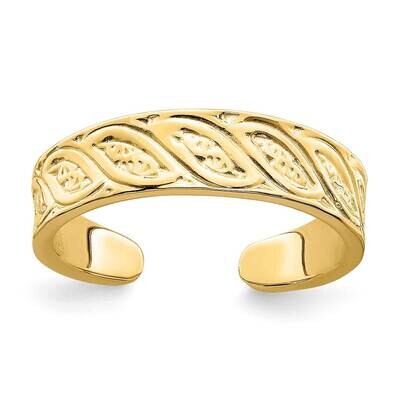 Adjustable Leaf Design Toe Ring 14k Gold R789, MPN: R789, 883957670140