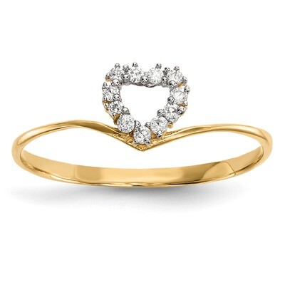 CZ Diamond Heart Ring 14k Gold R592, MPN: R592, 883957831978