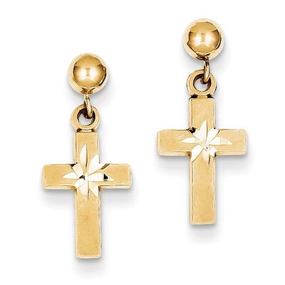 Satin &amp; Diamond -Cut Cross Earrings 14k Gold S1112, MPN: S1112, 886774254524