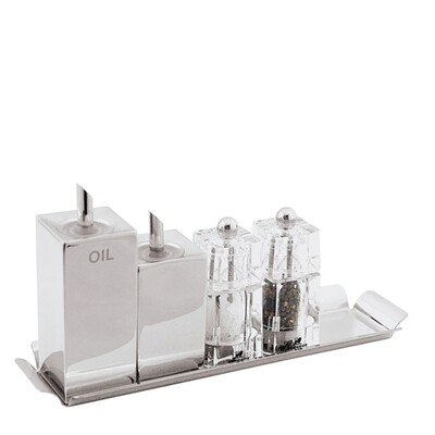 Sambonet home decor Sambonet sky &amp; peugeout chaumont cruet set 5 piece - 18/10 stainless steel, MPN…