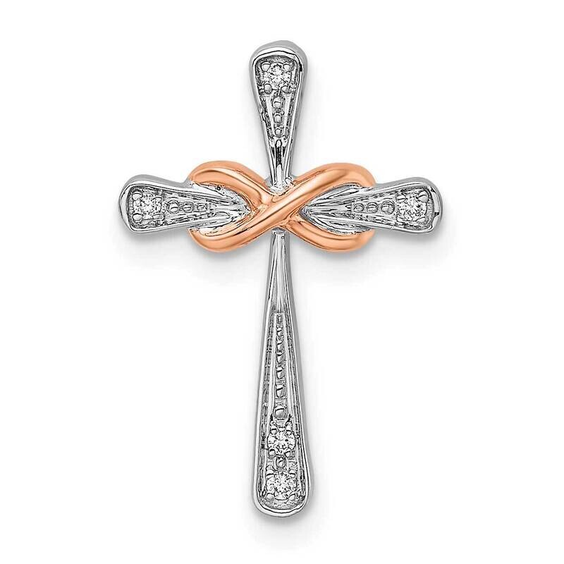 White & Rose Cross with Infinity Diamond Chain Slide 14k Two-tone Gold PM8487-002-WRA