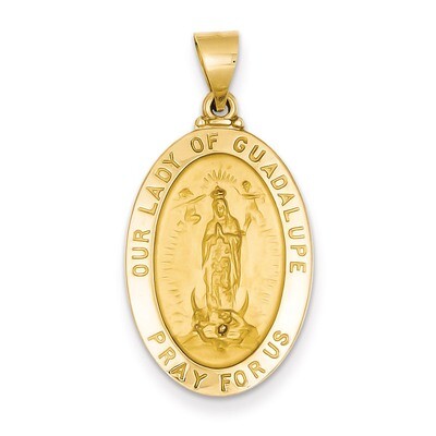 Our Lady of Guadalupe Medal Pendant 14k Gold Polished and Satin XR1251, MPN: XR1251, 883957494241
