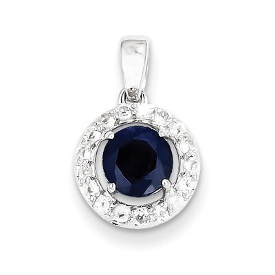 White Topaz &amp; Sapphire Pendant Sterling Silver Rhodium-plated QP2996S, MPN: QP2996S, 883957507422