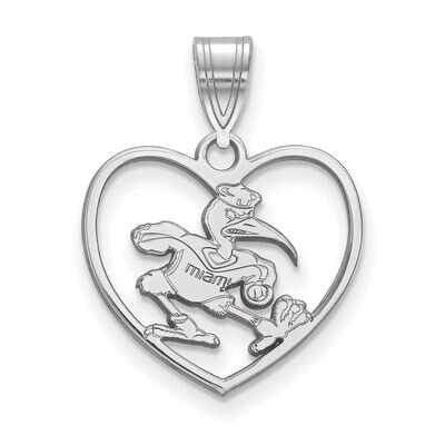 University of Miami Pendant in Heart Sterling Silver SS058UMF, MPN: SS058UMF, 886774723846