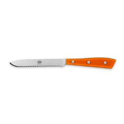 Berti Compendio Tomato Knife Polished Blade Orange Lucite Handle 8418