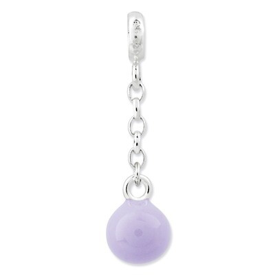 Lilac Enamel Bead 1/2 inch Dangle Enhancer Sterling Silver QN123, MPN: QN123, 191101278952