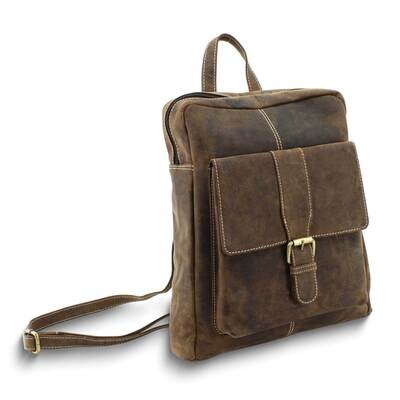 Distressed Brown Leather Flap Over Sling Backpack GM25068, MPN: GM25068,