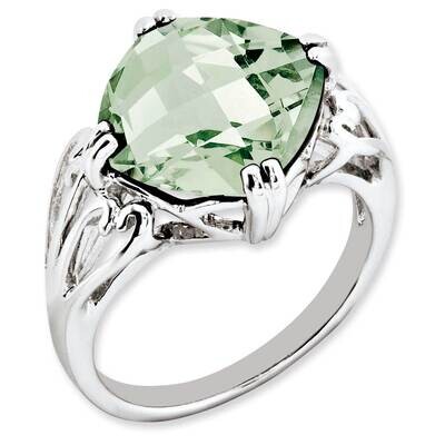 Checker-Cut Green Quartz Ring Sterling Silver Rhodium-plated QR2951AG-7, MPN: QR2951AG, 883957360492