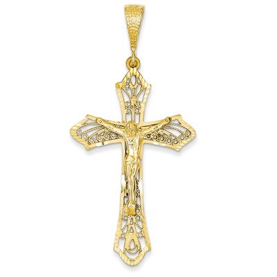 Satin &amp; Diamond-Cut Crucifix Pendant 14k Gold C145, MPN: C145, 883957393780