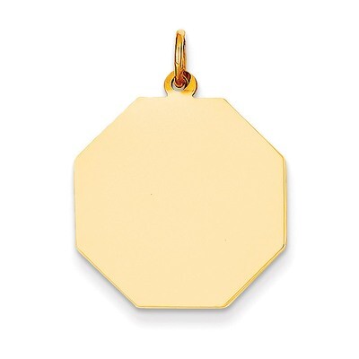 Plain .027 Gauge Engravable Octagonal Disc Charm 14k Gold XM181/27, MPN: XM181/27, 883957447216
