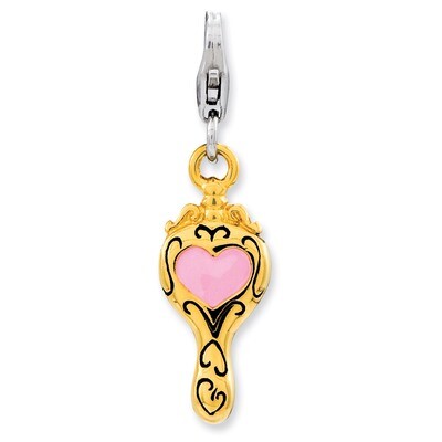 3-D Gold Plated Heart Mirror Charm Sterling Silver Enameled QCC797 by Amore La Vita, MPN: QCC797, 8…