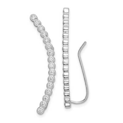 16-stone CZ Diamond Ear Climber Earrings Sterling Silver Rhodium-plated QE15153, MPN: QE15153, 8867…
