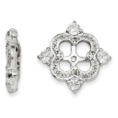 Diamond &amp; White Topaz Earring Jacket Sterling Silver Rhodium QJ136APR, MPN: QJ136APR, 191101385841